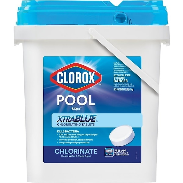 Clorox Clorox Pool & Spa XtraBlue 23012CLX Chlorinating Tablet, Solid, Chlorine, 12 lb - 24212CLX
