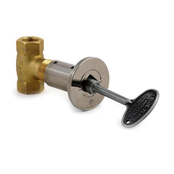 Blue Flame Blue Flame BFS.07.HD 0.5 in. 3 Step Multifunctional Straight Valve; Pewter Flange & 3 in. Gas Valve Key - BFS.07.HD