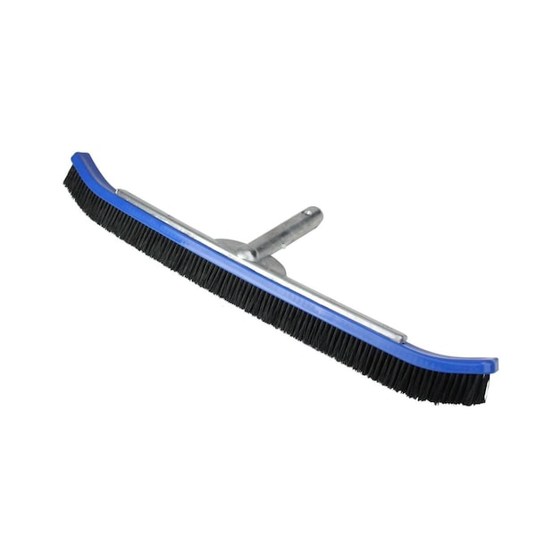 Pool Central 24 in. Bristle Pool Wall Brush with Aluminum Handle - Blue Curved Nylon - 32756636