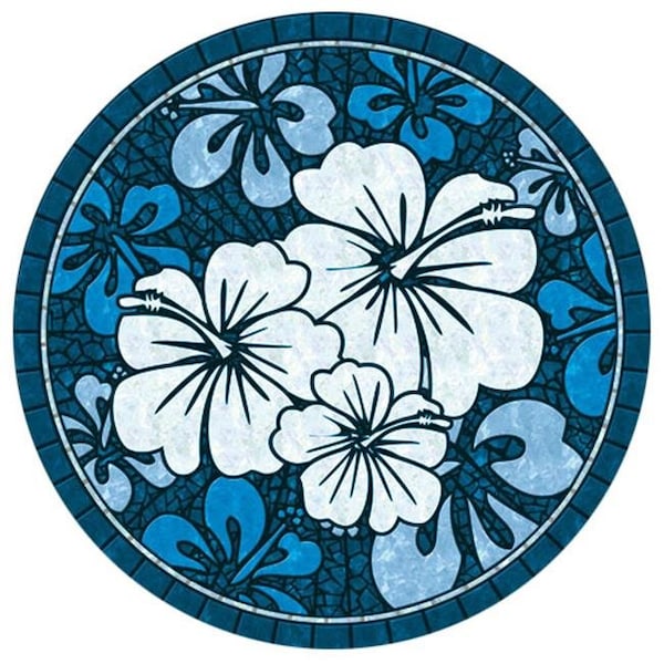 Poolmats Hawaiian Hibiscus Poolsaic -blue- 29 inches 67B00-00061 - 67B00-00061
