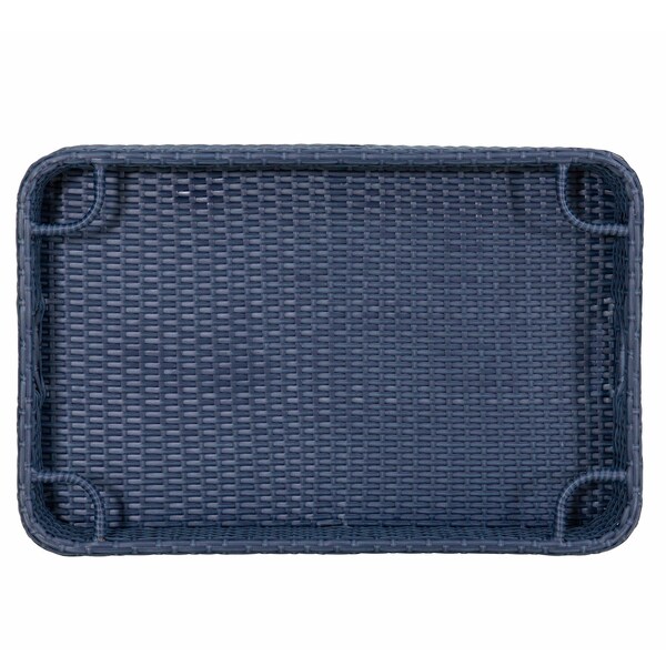 Sunjoy 36 in. x 24 in. Wicker floating pool tray, Navy - F403001001