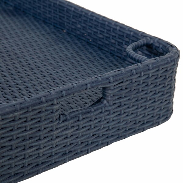 Sunjoy 36 in. x 24 in. Wicker floating pool tray, Navy - F403001001