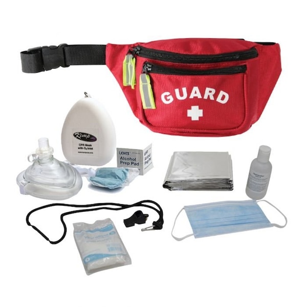 Kemp Usa Hip Pack w/ GUARD Logo & PPE Supply Pack - Red - 10-103-RED-PRE-S3