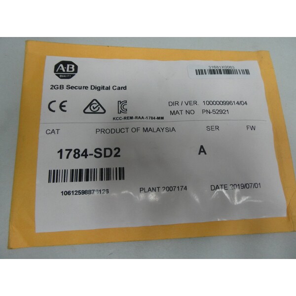 Tarjeta de memoria segura de 2GB para PLC y DCS - Partes y accesorios.