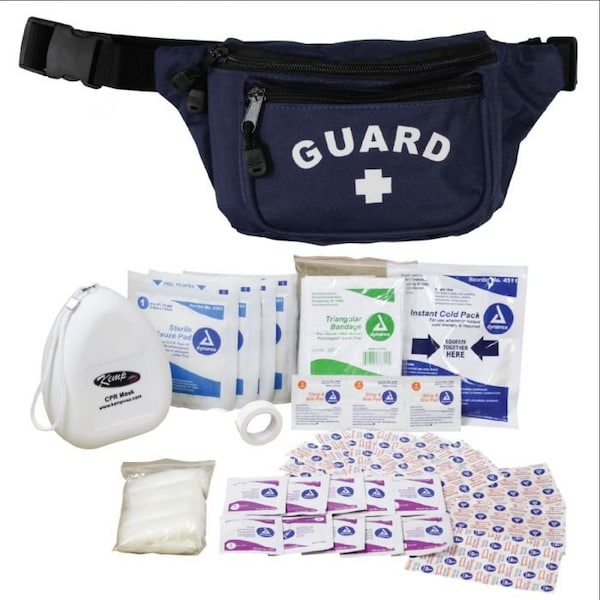 Kemp Usa Hip Pack w/ GUARD Logo & First Aid Supply Pack - Navy - 10-103-NVY-S1