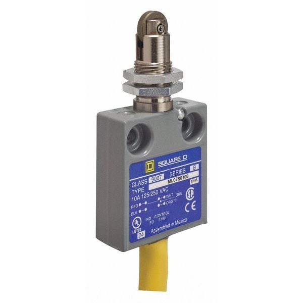 Interruptor de límite Telemecanique Sensors, Émbolo, Rodillo, SPDT, 10A @ 240V AC, Ubicación del actuador: Superior - 9007ML07S0100