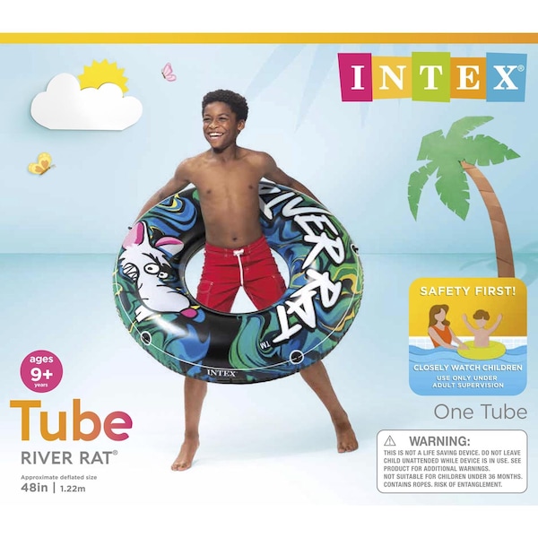 Intex Recreation Intex River Rat Multicolored Vinyl Inflatable Floating Tube - 68209EP