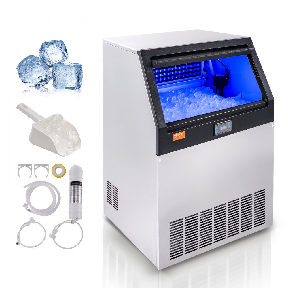 VEVOR Commercial Ice Maker, 200lbs/24H, Ice Maker Machine, 90 Ice Cubes in 12-15 Minutes, Freestanding Cabinet Ice Maker with 66lbs Storage Capacity LED Digital Display, for Bar Home Office Restaurant - SYYTSFBZBJ20XJOF4V1
