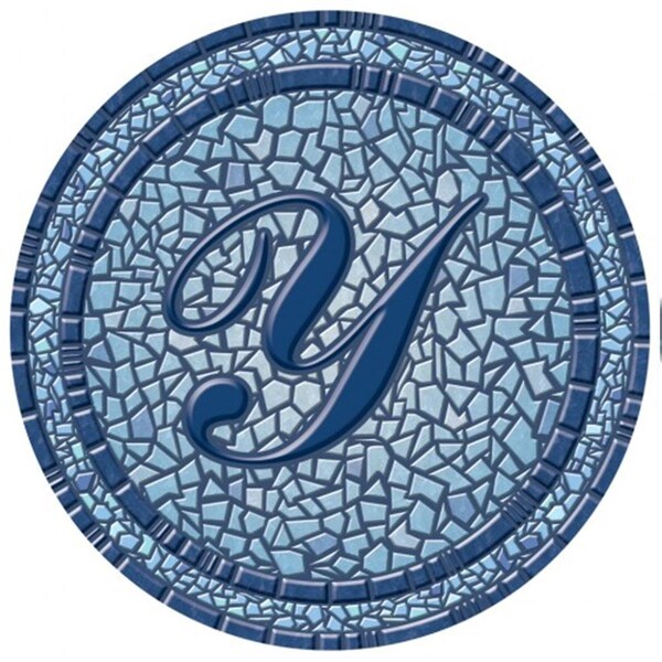 Auto Usa 29 in. dia. Monogram Mosaic Poolsaic Mat- Y - AU1118646