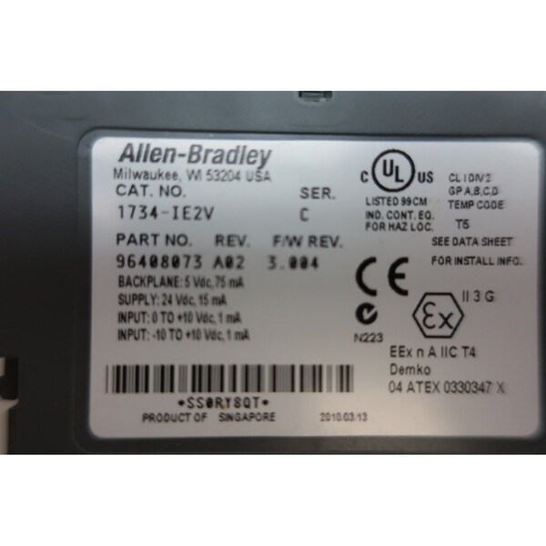 Módulo de entrada de Allen Bradley, POINT I/O, Analógico, Voltaje, 2 Canales, Estilo Abierto, Montado en DIN - 1734-IE2V
