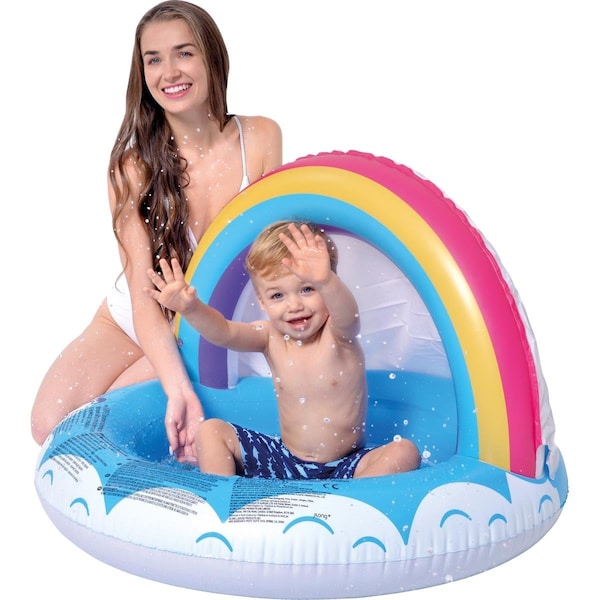 Pool Central 37 in. Inflatable Rainbow Canopy Baby Swimming Pool - 35177926