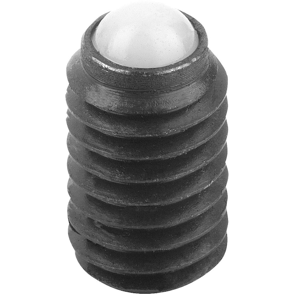 Kipp Ball-End Thrust Screw Without Head, Form:D Ball Plastic, M12, Carbon Steel, Comp:Polyacetal - K0383.31216