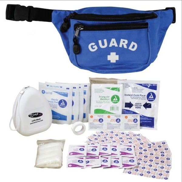 Kemp Usa Hip Pack w/ GUARD Logo & First Aid Supply Pack - Royal Blue - 10-103-ROY-S1