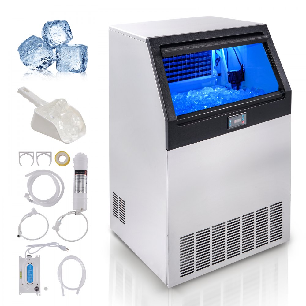 VEVOR Commercial Ice Maker, 265lbs/24H, Ice Maker Machine, 126 Ice Cubes in 12-15 Minutes, Freestanding Cabinet Ice Maker with 88lbs Storage Capacity LED Digital Display, for Home Office Restaurant - SYYTSFBZBJ26IW2ZHV1