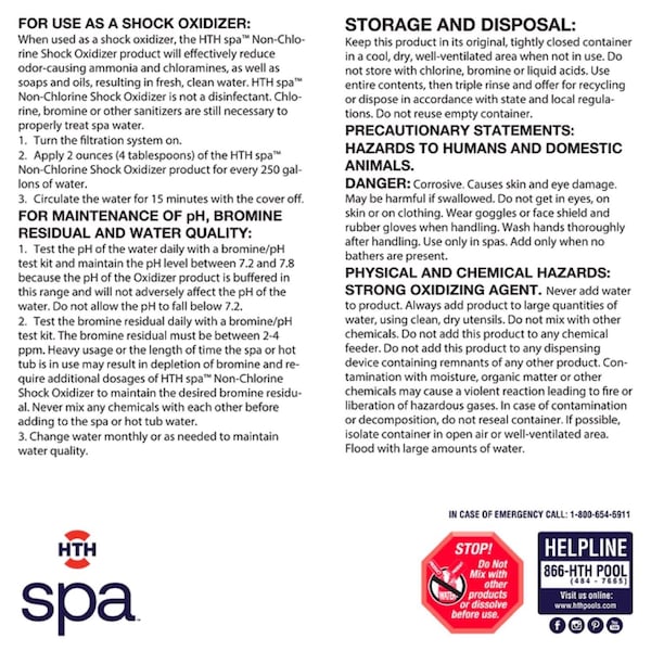 Hth HTH Spa Non-Chlorine Shock 2.2 lb - 86135