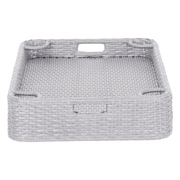 Sunjoy 36 in. x 24 in. Wicker floating pool tray, Grey - F403001000