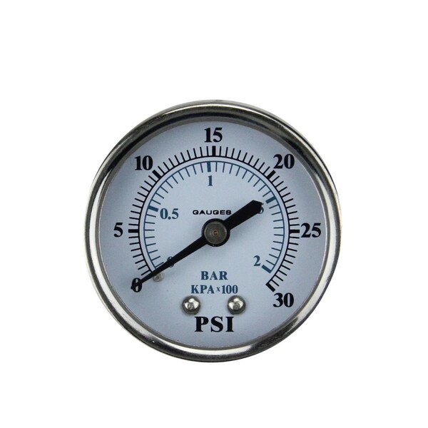 Pool Central 2 in. Back Mount Stainless Steal Pressure Gauge 0-30 PSI - 32727583