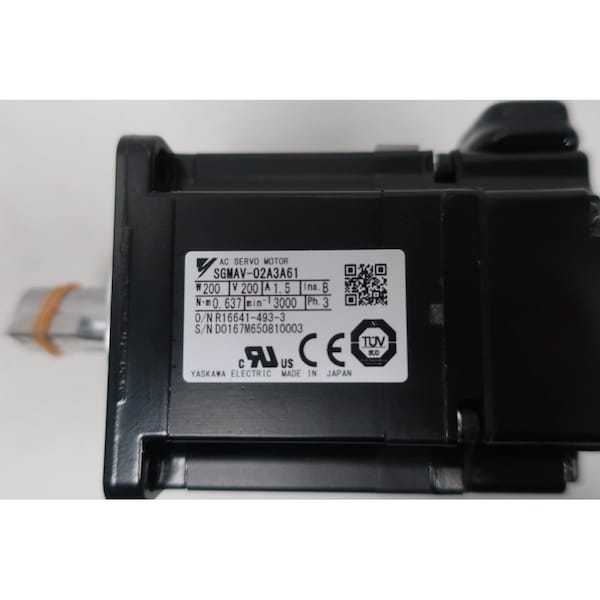 Yaskawa 3Ph 200W 3000RPM 14mm 0.637Nm 200V-AC Servo Motor - SGMAV-02A3A61