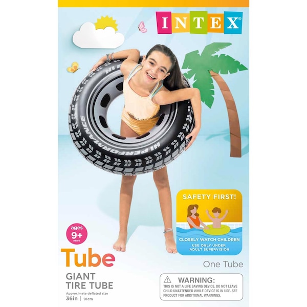 Intex Intex Black Vinyl Inflatable Giant Tire Floating Tube - 59252EP