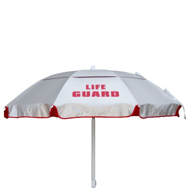 Kemp Usa Wind Umbrella w/ LIFE GUARD Logo, Silver /Red - 12-003-RED-GRD
