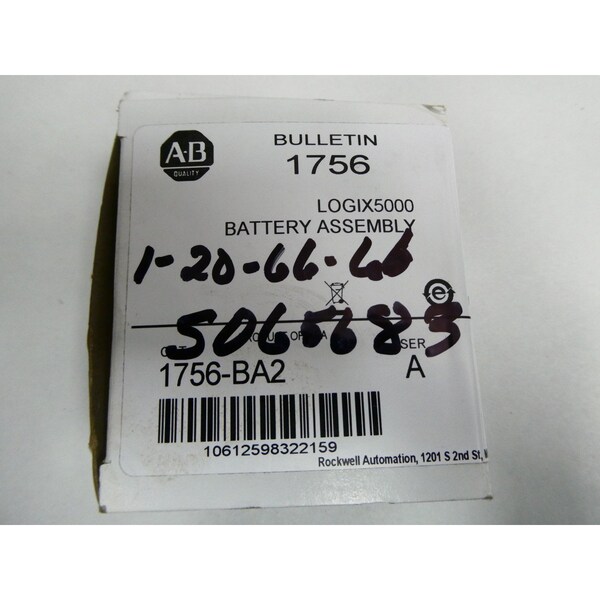 Allen Bradley LOGIX5000 BATTERY ASSEMBLY SER A PLC AND DCS PARTS AND ACCESSORY - 1756-BA2