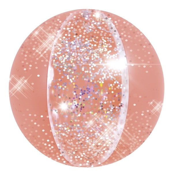 Pool Central 16 in. Salmon Pink Glitter Inflatable Beach Ball - 34808584