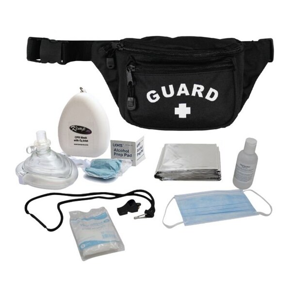 Kemp Usa Hip Pack w/ GUARD Logo & PPE Supply Pack - Black - 10-103-BLK-S3