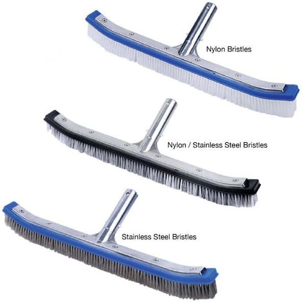 Kemp Usa 18" Curved Aluminum Back Pool Brushes - Nylon/Steel - 21-001-18-NYL-STL