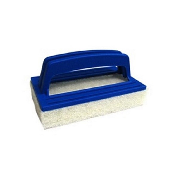 Perfectpitch Hand-Held Swimming Pool Wall and Floor Scrubber Pad Brush with Molded Handle, Blue - 5.75 in. - PE72630