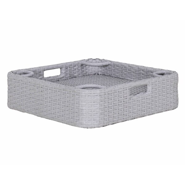 Sunjoy 24 in. x 24 in. Wicker floating pool tray, Grey - F403000910