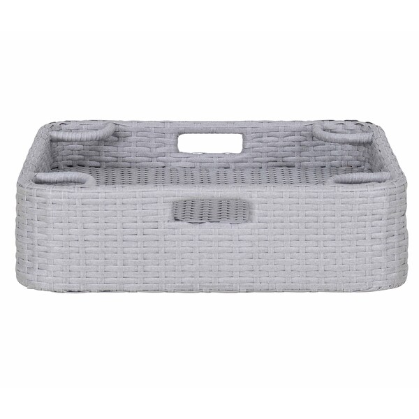 Sunjoy 24 in. x 24 in. Wicker floating pool tray, Grey - F403000910