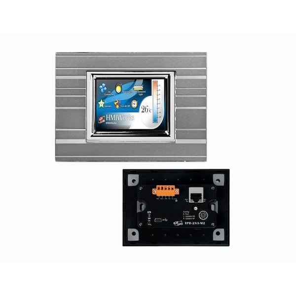 Icp Das 2.8'' High Resolution TFT Color Touch, support PoE Ethernet Port and RS 485 Gray Panel - TPD-283-M2