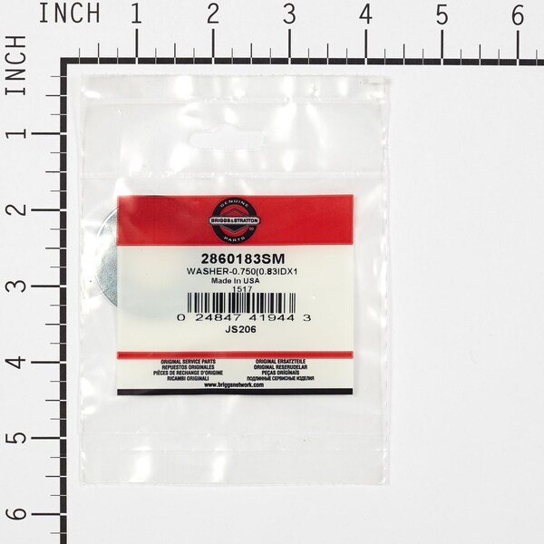 Briggs & Stratton Washer, 0.83 ID x 1.62 OD - 2860183SM