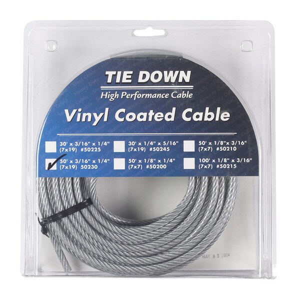 Tie Down Engineering Tie Down Engineering Vinyl Coated Galvanized Steel 3/16 in. D X 50 ft. L Aircraft Cable - 50230