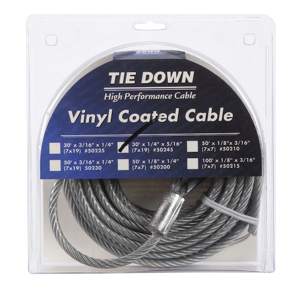 Tie Down Engineering Tie Down Engineering Vinyl Coated Galvanized Steel 1/4 in. D X 30 ft. L Aircraft Cable - 50245