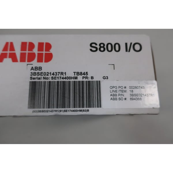 Abb ABB 3BSE021437R1 TB845 S800 DUAL MODULEBUS OUTLET OUTPUT MODULE - 3BSE021437R1 TB845