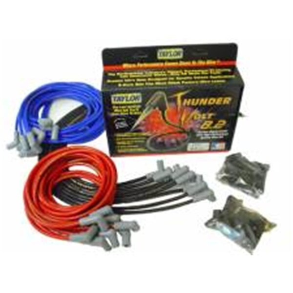 Taylor 8.2 mm Universal-Fit Thundervolt Ignition Wire Set; 135 deg Plug Boots - Black - TAY83053