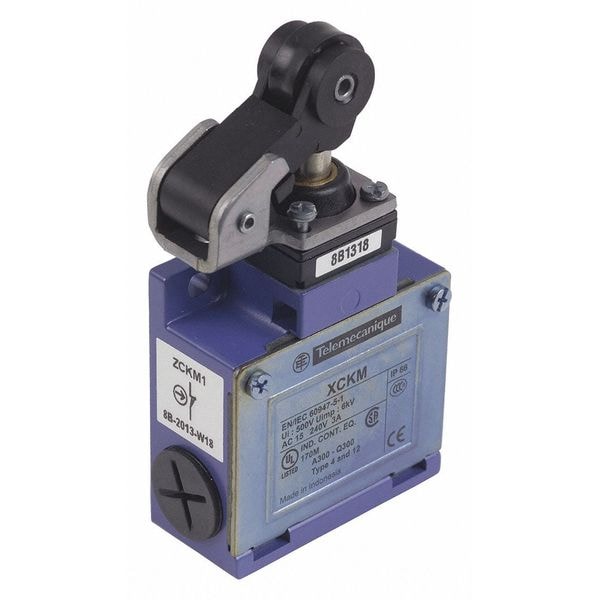 Interruptor de límite de sensores Telemecanique, pistón, rodillo, 1NC/1NO, 10A @ 240V AC, Ubicación del actuador: Superior - XCKM121