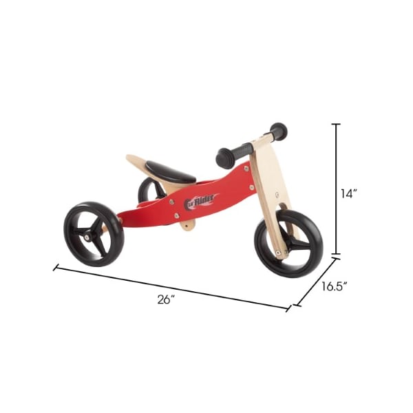Toy Time 2-in-1 Wooden Balance Bike and Push Tricycle Ride-On Toy with No Pedals for Boys and Girls, Ages 1-3 - 466437IEN