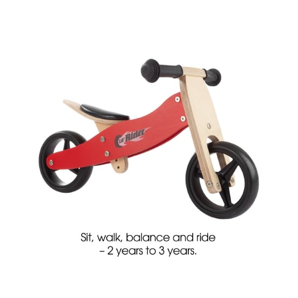 Toy Time 2-in-1 Wooden Balance Bike and Push Tricycle Ride-On Toy with No Pedals for Boys and Girls, Ages 1-3 - 466437IEN
