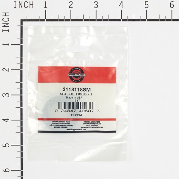 Briggs & Stratton Seal, Oil - 1.00 ID x 1.50 OD - 2118118SM