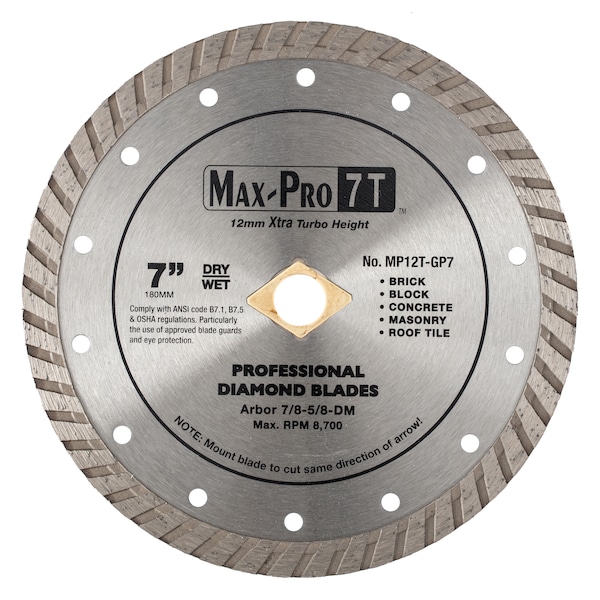 Paragon Diamond Tools 8'' x .095 x UA-7/8-5/8 Turbo Segmented Small Diameter Diamond Blades - MP12T-GP8