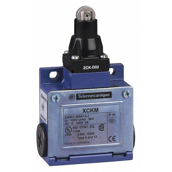 Interruptor de límite Telemecanique Sensors, Pistón, Rodillo, 1NC/1NO, 10A @ 240V AC, Ubicación del actuador: Superior - XCKM102H29