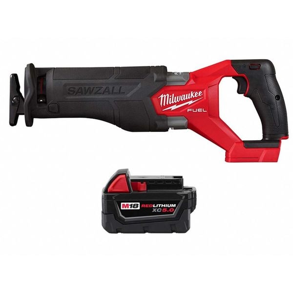 Milwaukee Tool Reciprocating Saw and Battery, 18 V, Stroke Length 1 1/4 in - 2821-20, 48-11-1850