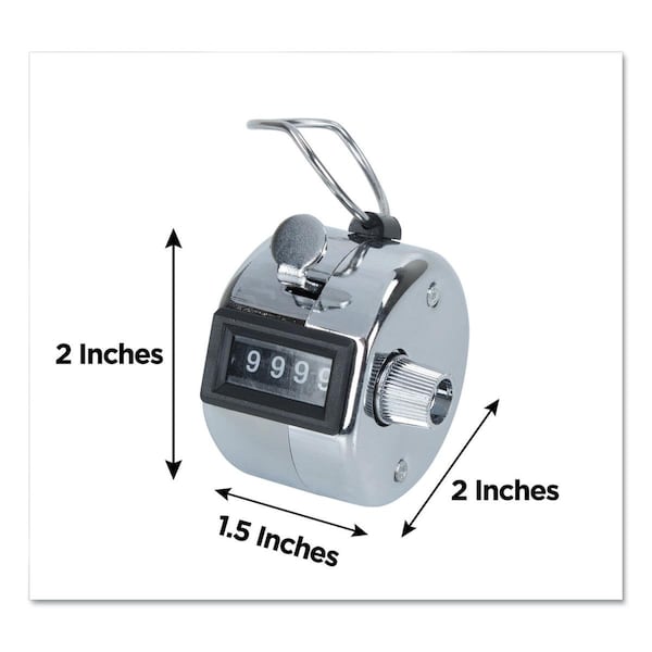 Consol Stamp Crowd Control Hand Tally Counter for Registers 0-9999, Chrome - 65118