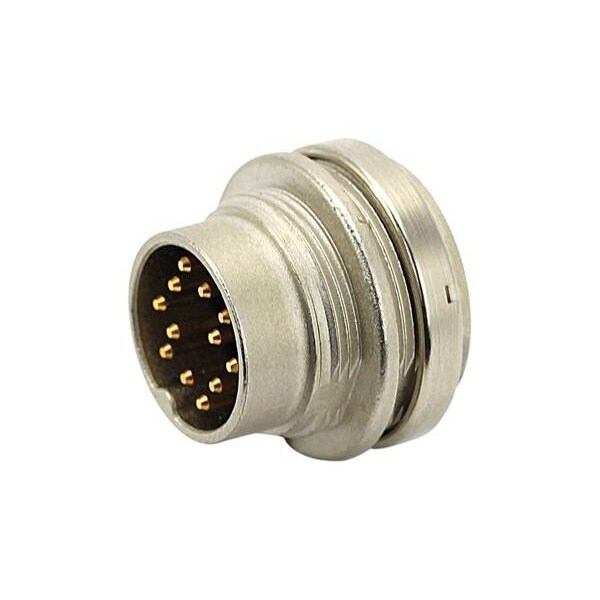 Tuchel Front Mounting Male Receptacle With Ring Nut (Hex Nut Available Upon Request). Contacts Included. - T3402018U