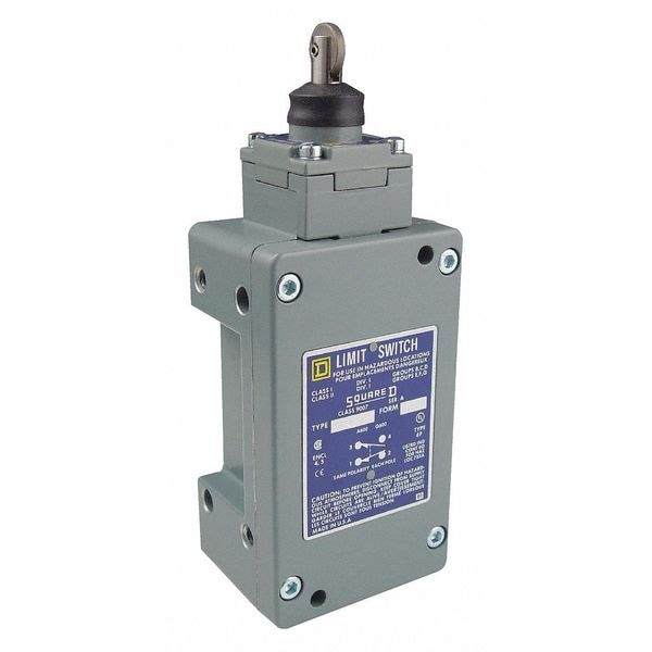 Interruptor de límite para ubicaciones peligrosas de Telemecanique Sensors, palanca oscilante, 2NC/2NO, 10A @ 600V AC, Ubicación del actuador: Arriba - 9007CR61D
