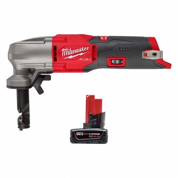 Milwaukee Tool Nibbler and Battery, 12V DC, 4.0Ah Battery - 2476-20, 48-11-2440