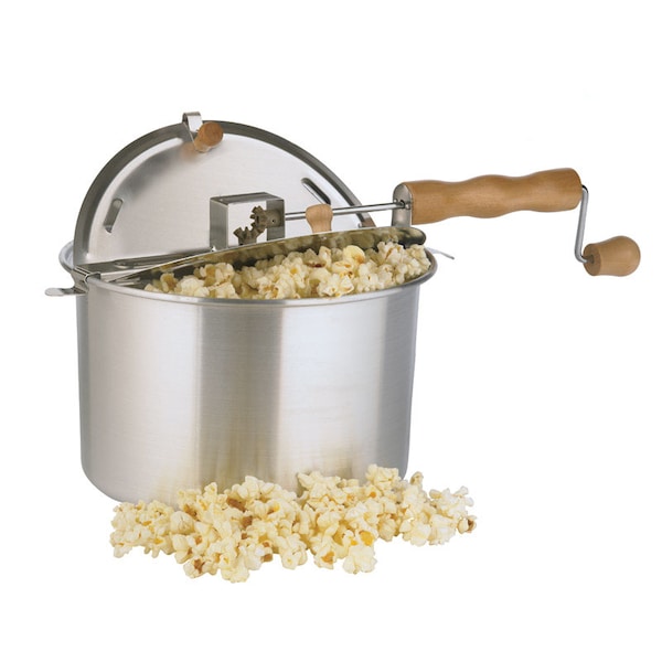 Wabash Valley Farms Whirley Pop Aluminum Stove Top Popcorn Popper 16.5 in. 6 qt Silver - 25008-N