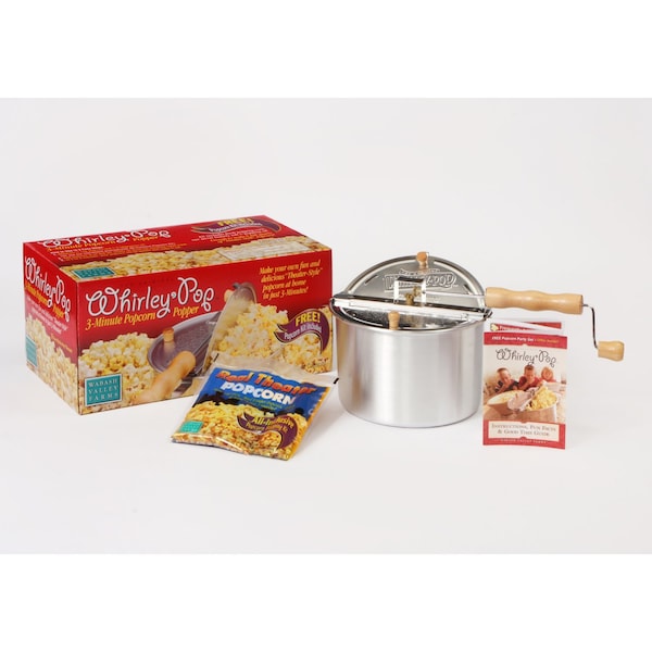 Wabash Valley Farms Whirley Pop Aluminum Stove Top Popcorn Popper 16.5 in. 6 qt Silver - 25008-N